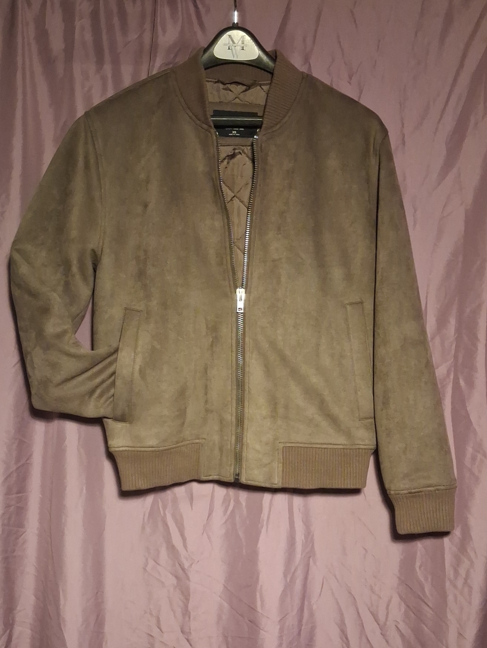 Abercrombie & Fitch Vegan Suede Bomber Jacket- Brown- Mens Size XS